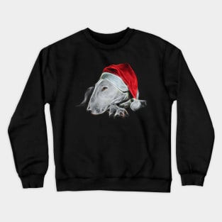 Christmas Bull Terrier Dog in Santa Claus Hat Crewneck Sweatshirt